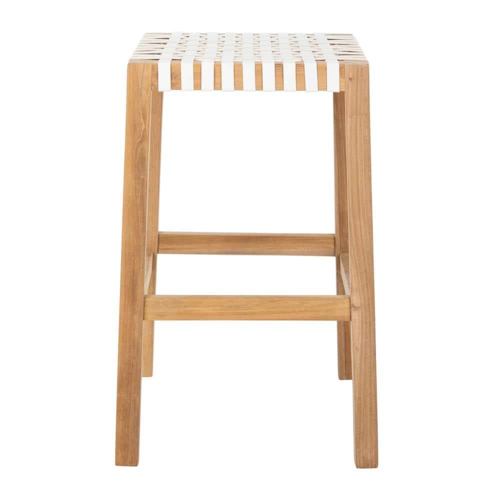 Capri Counter Stool - BST1009 - Natural Teak/White - Safavieh
