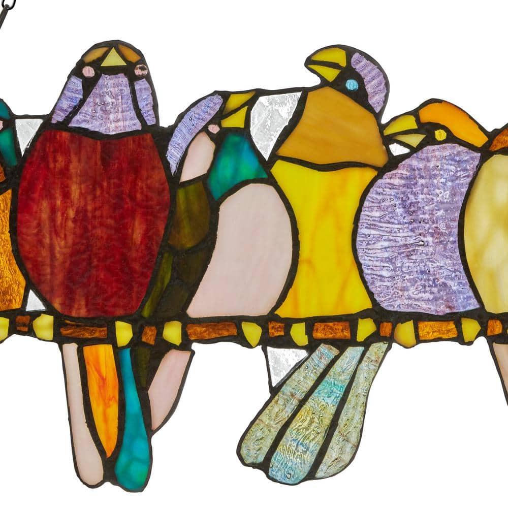 River of Goods  Stained Glass Birds on Wire 9.25-in. Window Panel - 24.25"L x 0.25"W x 9.5"H