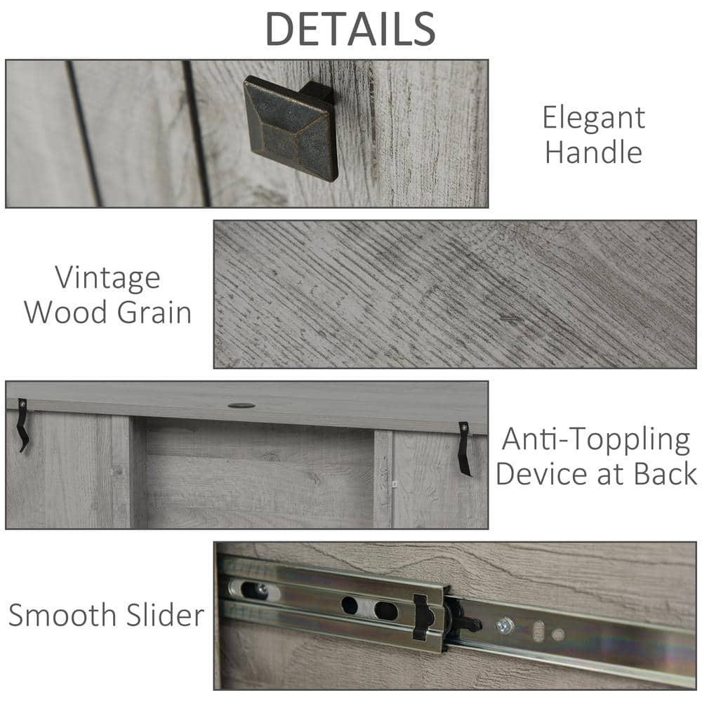 HOMCOM Vintage Executive Computer Desk, Home Office Work station, Student Table with Cabinet & 3 Drawers for Hanging Files, gray