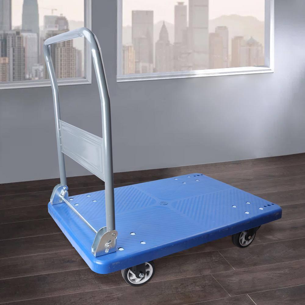 Push Cart Dolly 660 lbs. Capacity Platform Truck Foldable Platform Cart Upgraded Heavy Duty Moving Cart with PU Wheels for Home Garden Warehouse Garage Workshops
