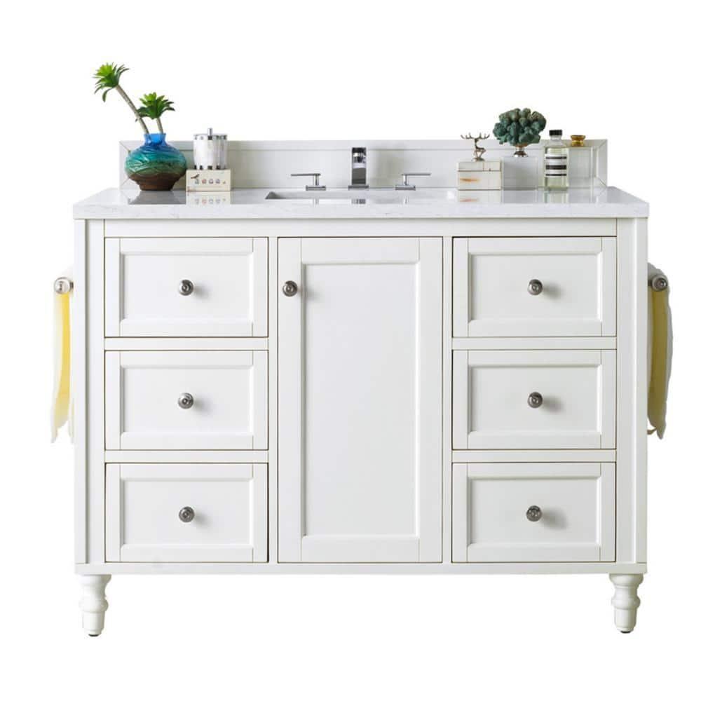 Bright White 48" Solid Wood Freestanding Vanity with Porcelain Sink