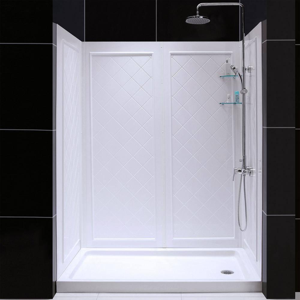 Infinity-Z 60" W x 36" D x 76.75" H Semi-Frameless Rectangle Shower Enclosure with Towel Bar