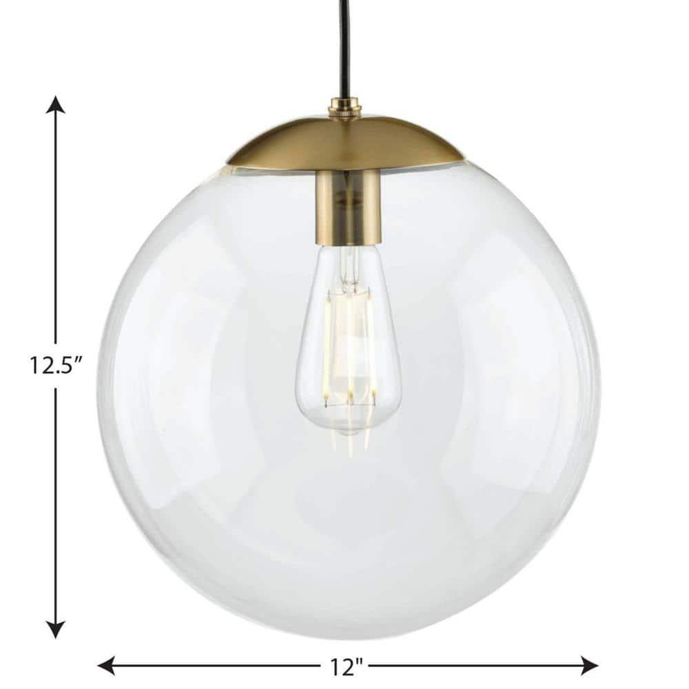Progress Lighting P500311-109 Atwell - 1 Light Large Pendant   Brushed Bronze Finish with Clear Glass