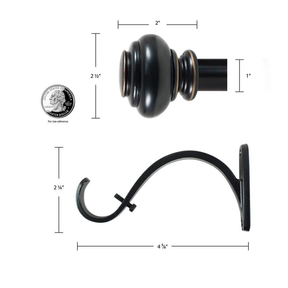 Decopolitan Urn Single Rod Set, 72-144-Inch, Antique Black