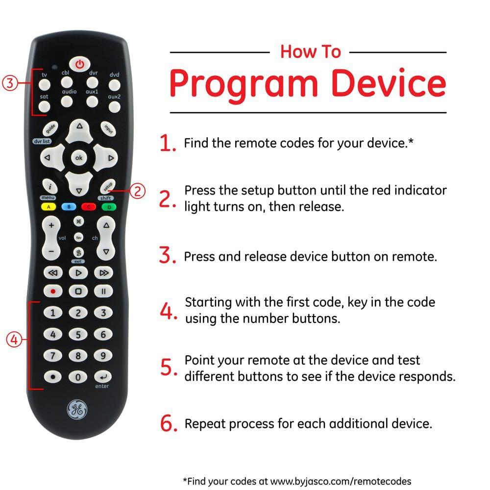 GE 8-Device Universal TV Remote Control in Black, 33715
