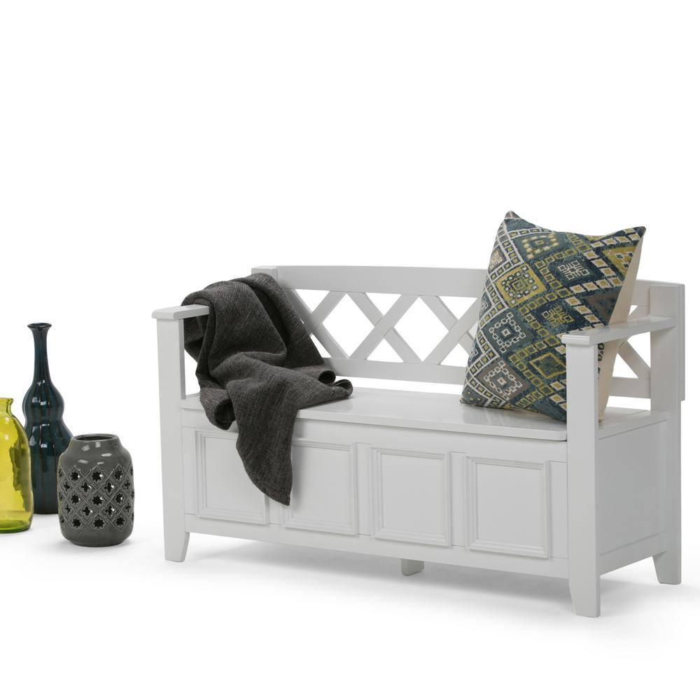 Simpli Home Amherst Solid Wood Entryway Lift Top Storage Bench