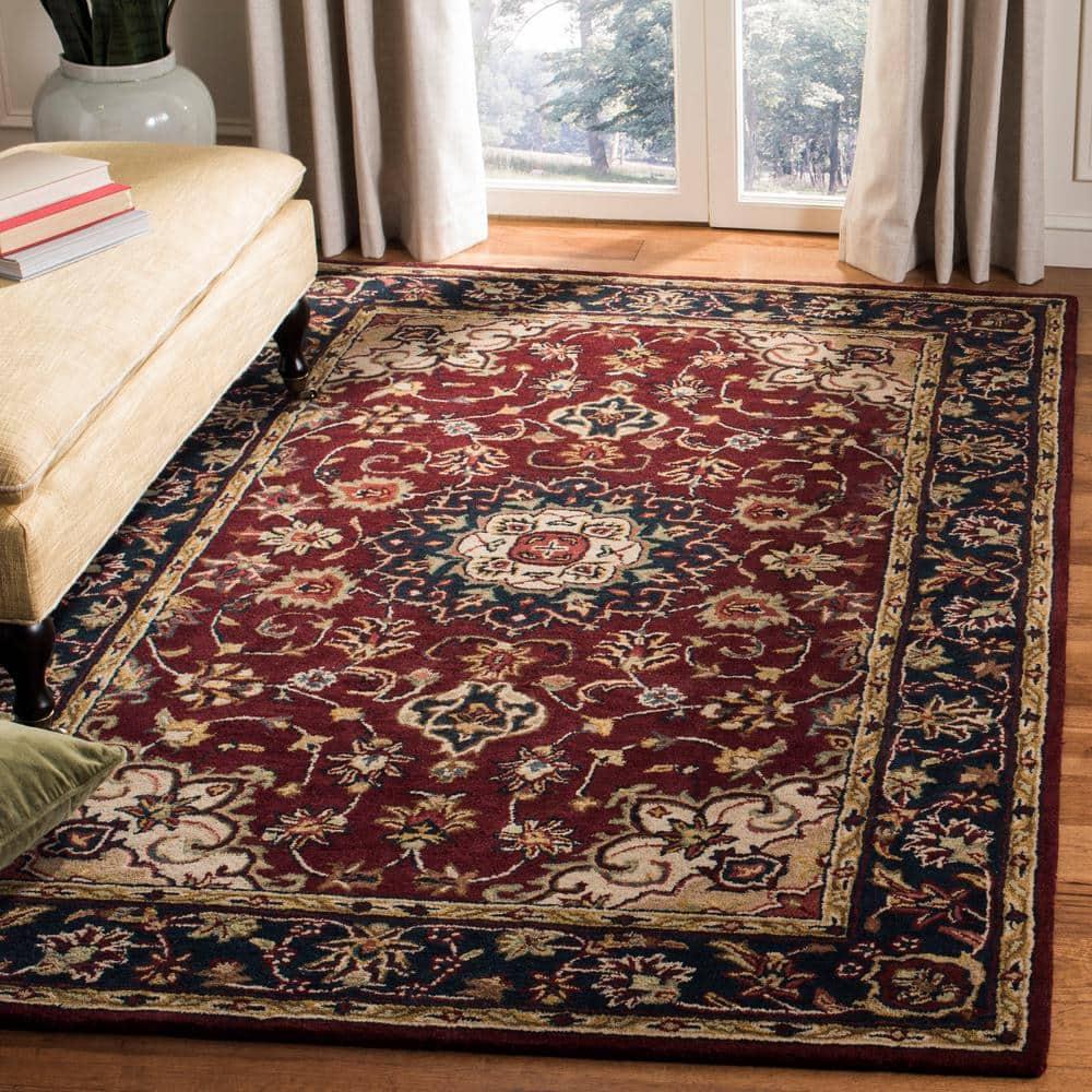 SAFAVIEH Classic Kennet Traditional Wool Area Rug, Burgundy/Navy, 4' x 6'