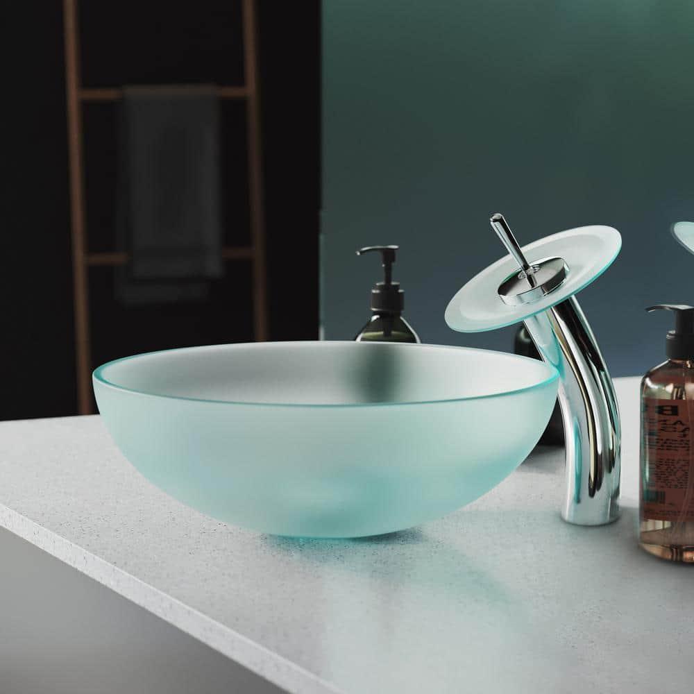 Cascade 16.5 Glass Vessel Sink with Faucet