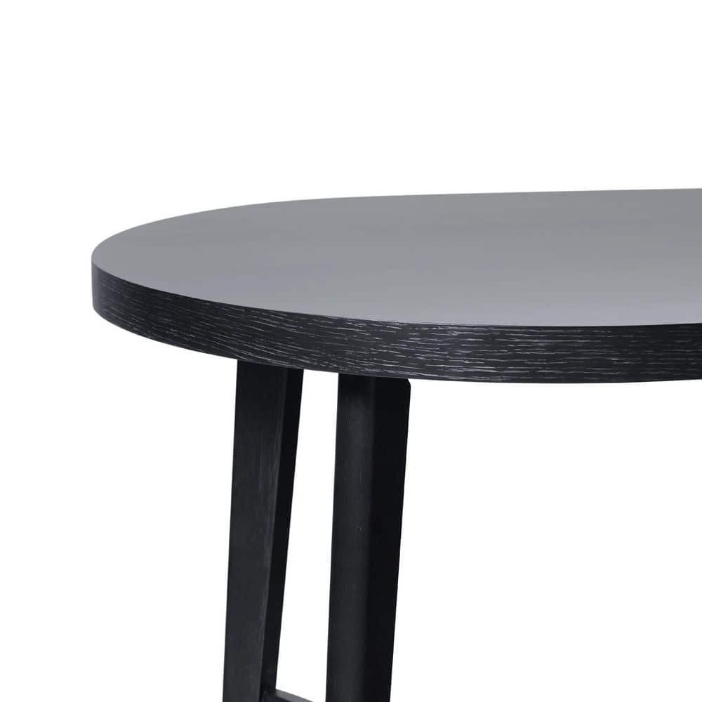 Walker Edison Modern Farmhouse Rustic Solid Oak Wood Oval Dining Table for 6 - Black Oak