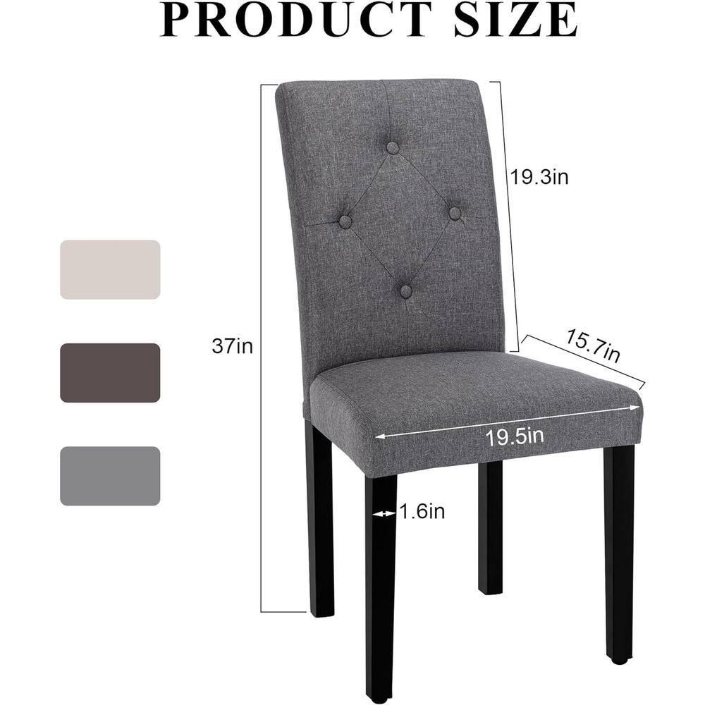 Gray Linen Upholstered High Back Parsons Side Chair Set