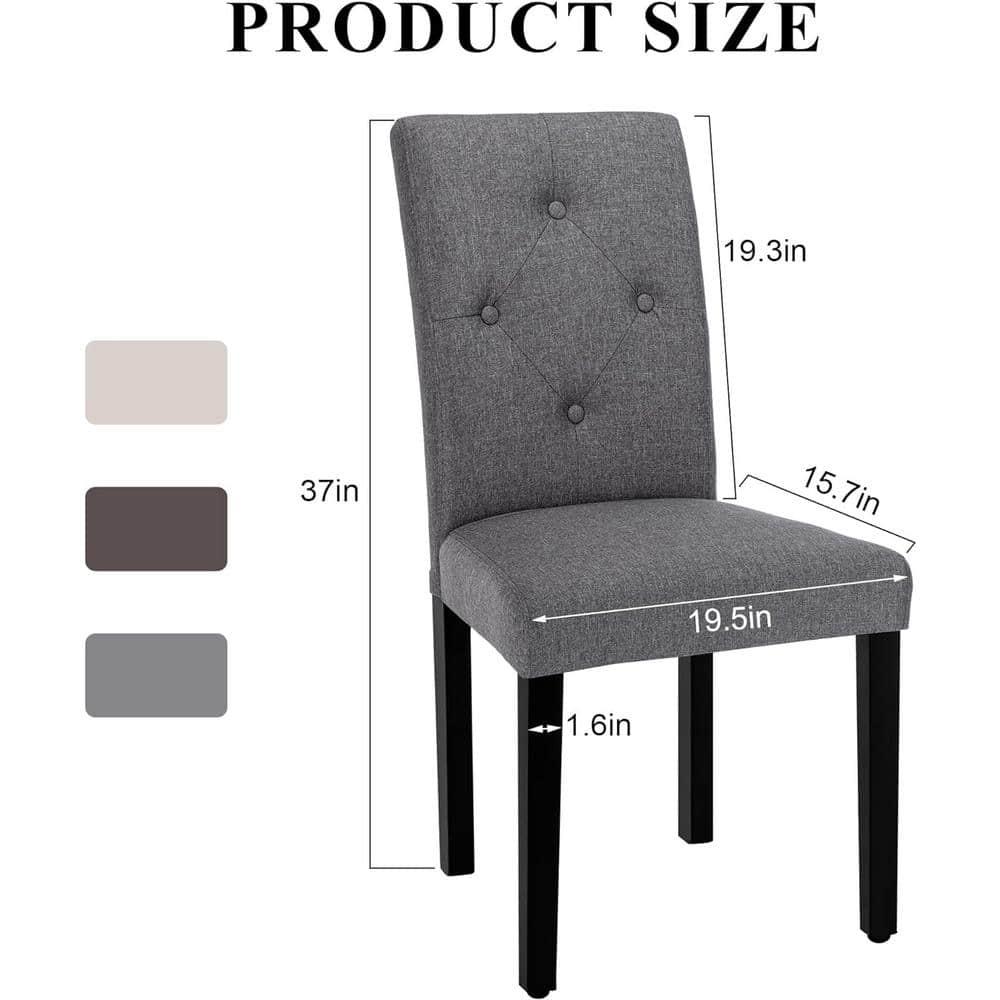 Gray Linen Upholstered High Back Parsons Side Chair Set