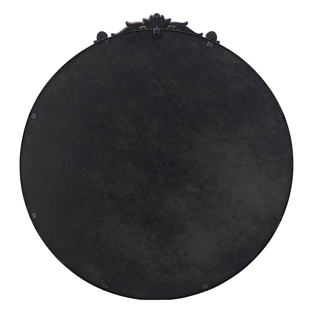 Gzxs Round Mirror, 30" Baroque Style Circle Mirror Vintage Black Wood Frame Wall Mirrors for Vanity, Bathroom or Bedroom