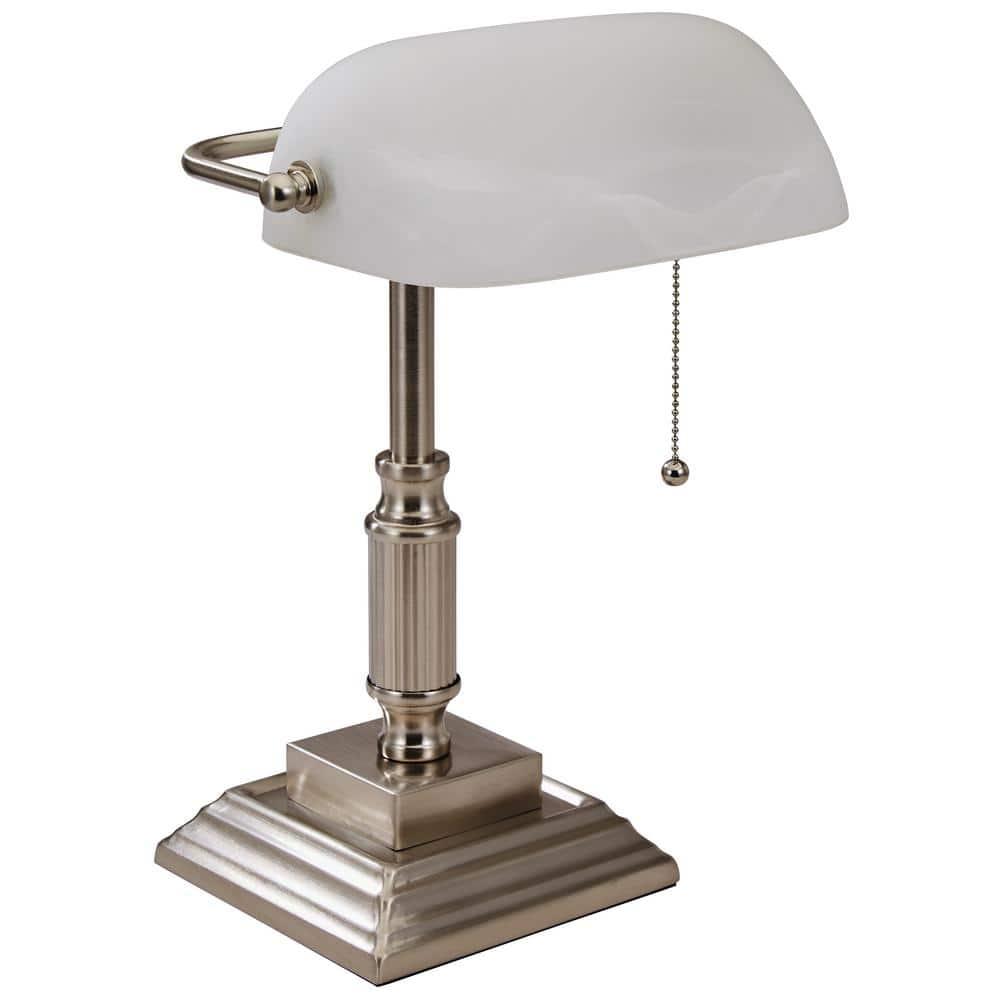 Advantus V-Light 14.8 inch Brushed Nickel LED Bankers Lamp with Frosted Shade
