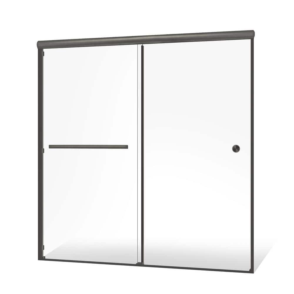 56" - 60" W, 62"H Double Sliding Semi-Frameless with Fixed Glass Panel 60" W x 62" H Shower Door