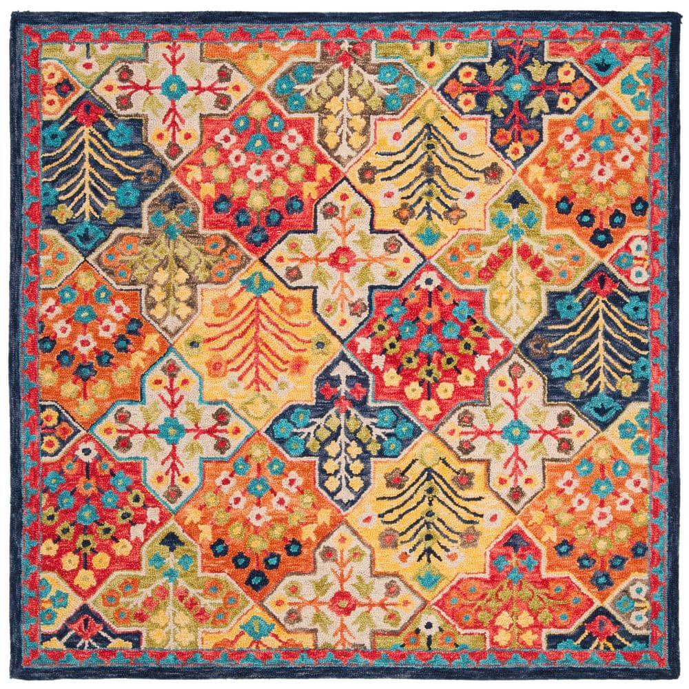 Aspen APN514 Hand Tufted Area Rug - Blue/Orange - 5'x5' - Safavieh.