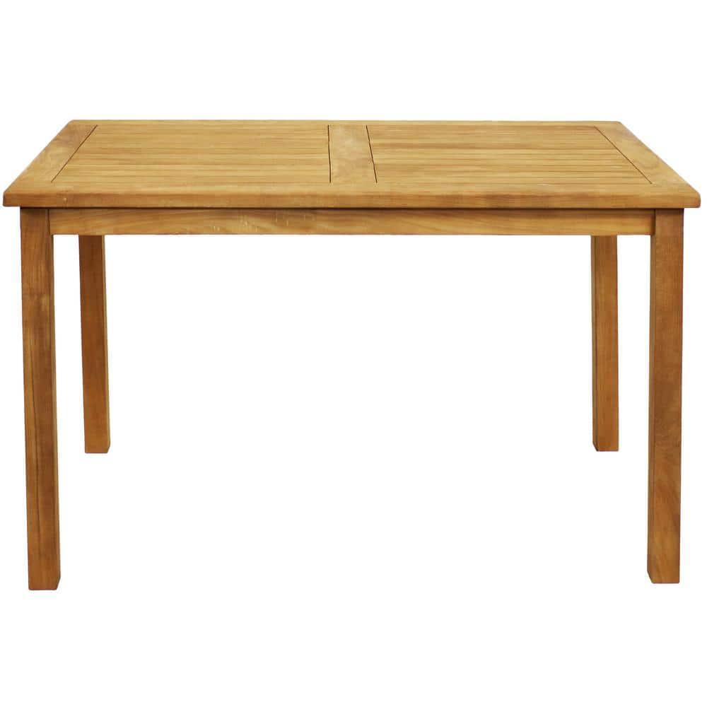 Sunnydaze Outdoor Solid Teak Wood with Stained Finish Rectangular Patio Dining Table - 48" - Light Brown