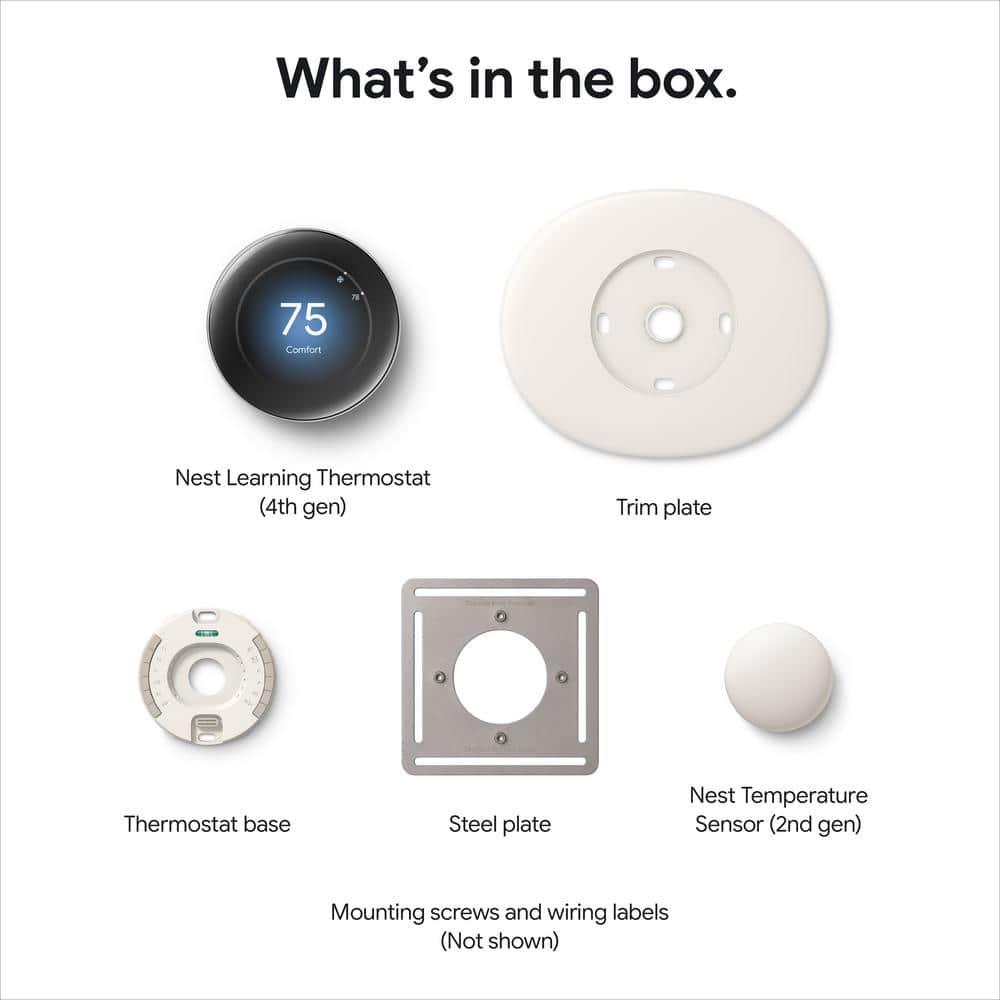 Google Nest Learning Thermostat (4th Gen) with Nest Temperature Sensor (2nd Gen) - Silver: Wi-Fi, Energy Star Certified