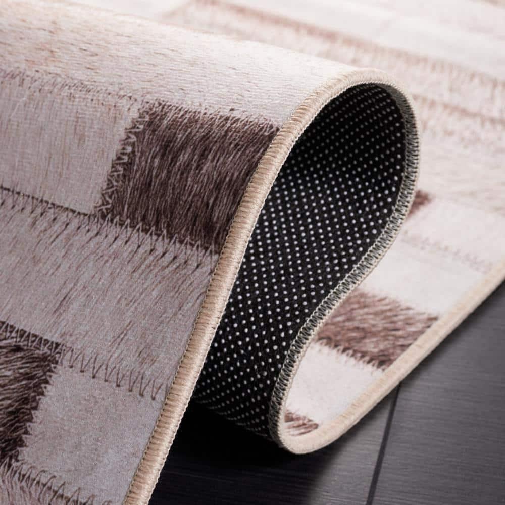Faux Hide FAH500 Power Loomed Machine Washable Area Rug - Beige/Brown - 6'x6' - Safavieh.