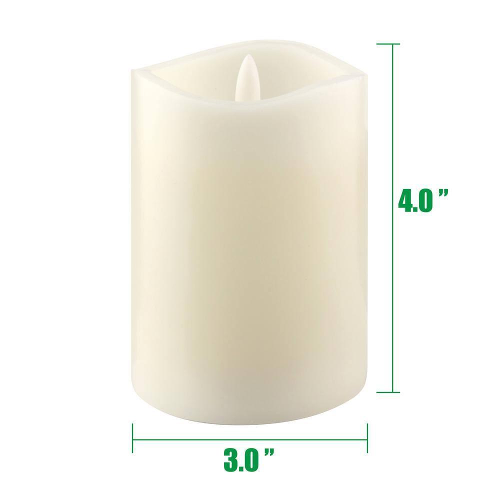 Stonebriar Flameless LED 3"x 4" off-White Real Wax Pillar Candle with Timer and Remote, 6 Pack