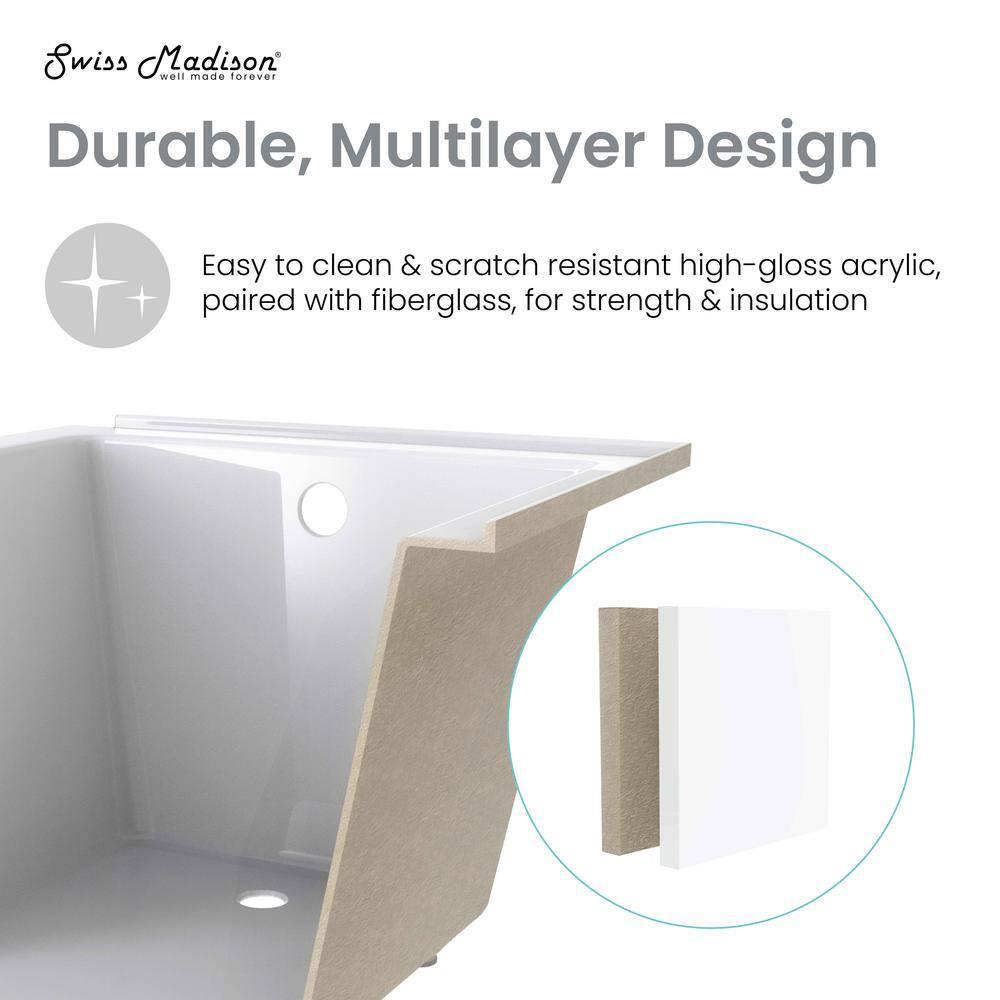 Voltaire 48" X 30" Reversible Drain Drop-In Bathtub