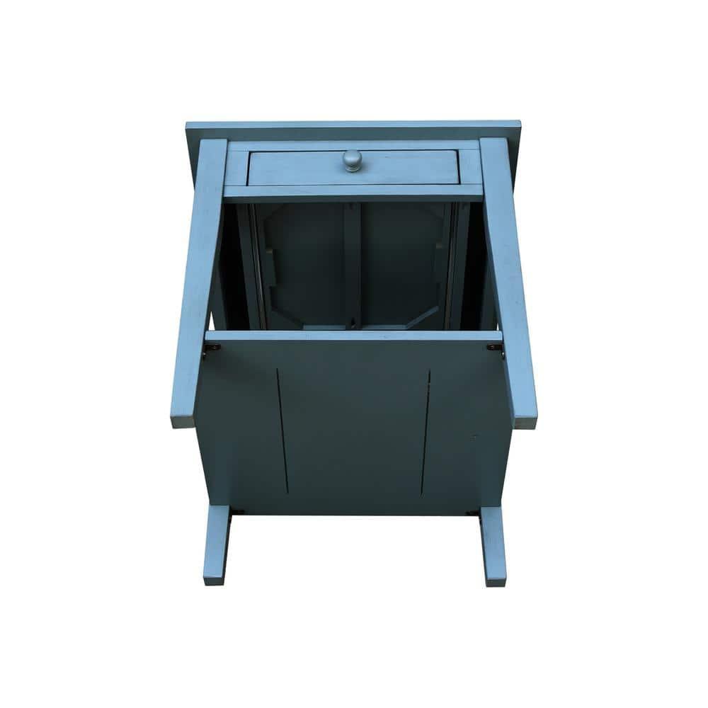 International Concepts Spencer End Table Antique Ocean Blue: Hardwood Frame, 25" High, Square Shape, Spot Clean