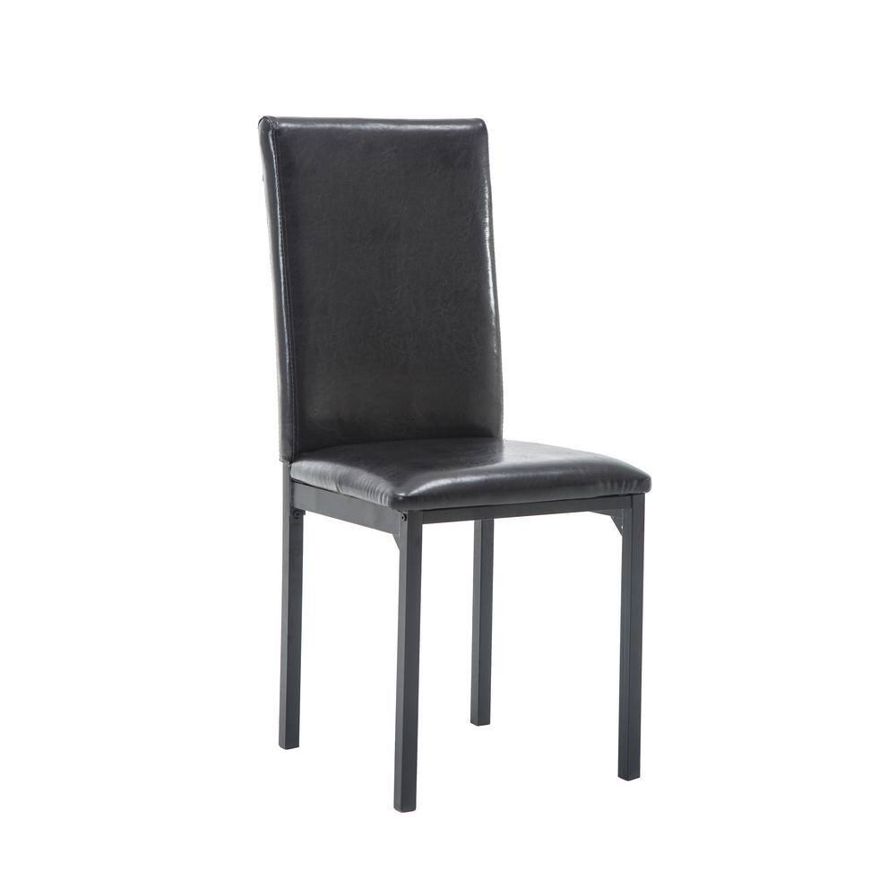 Set of 4 Arjen Dining Chairs Black - Boraam: Faux Leather, Metal Frame, Contemporary Style