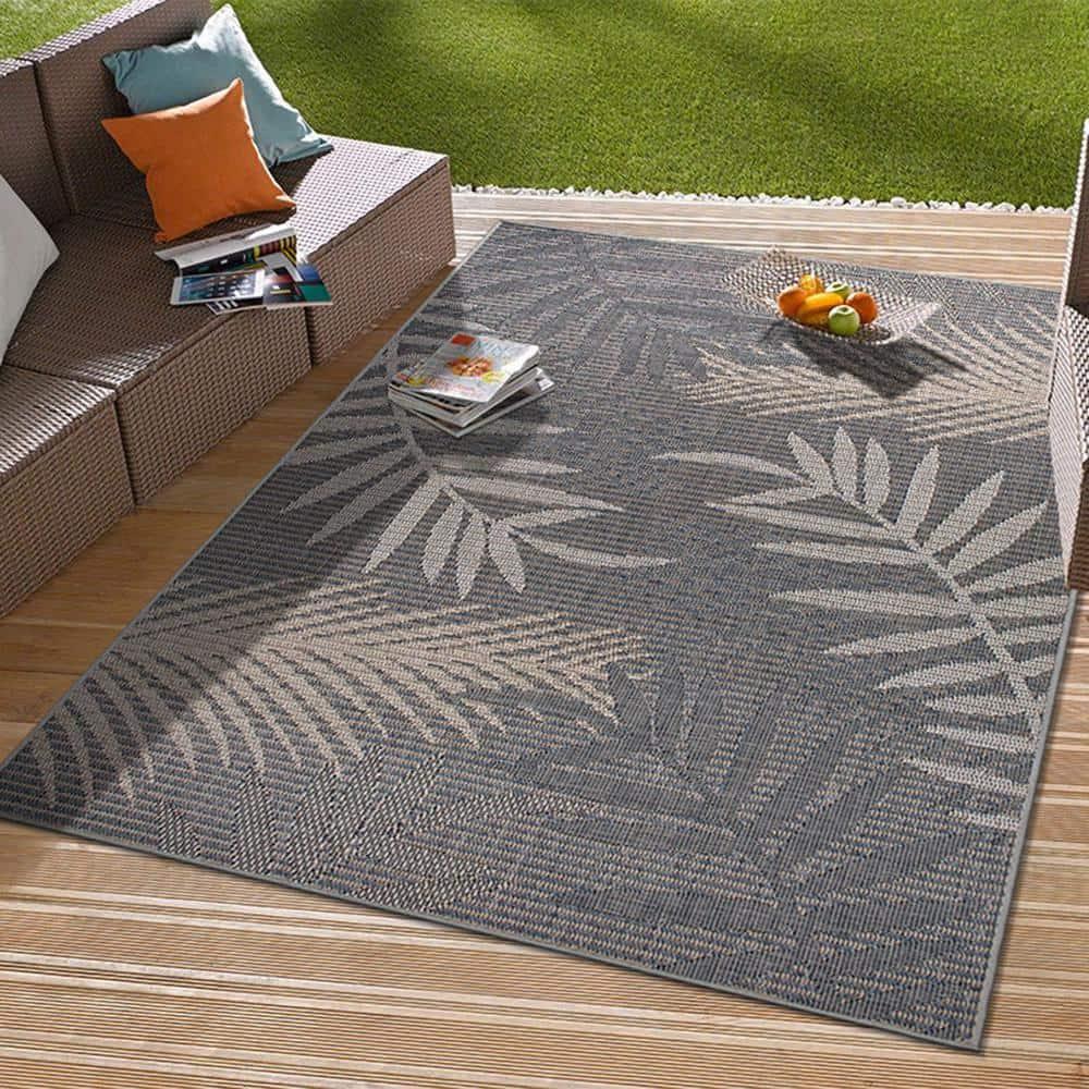 World Rug Gallery Bahama Palm Frond Indoor/Outdoor Area Rug - Gray 7'10" x 10'