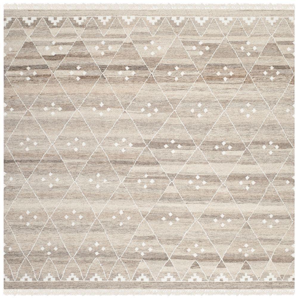 Natural Kilim NKM316 Hand Woven Area Rug - Natural/Ivory - 5'x5' - Safavieh.