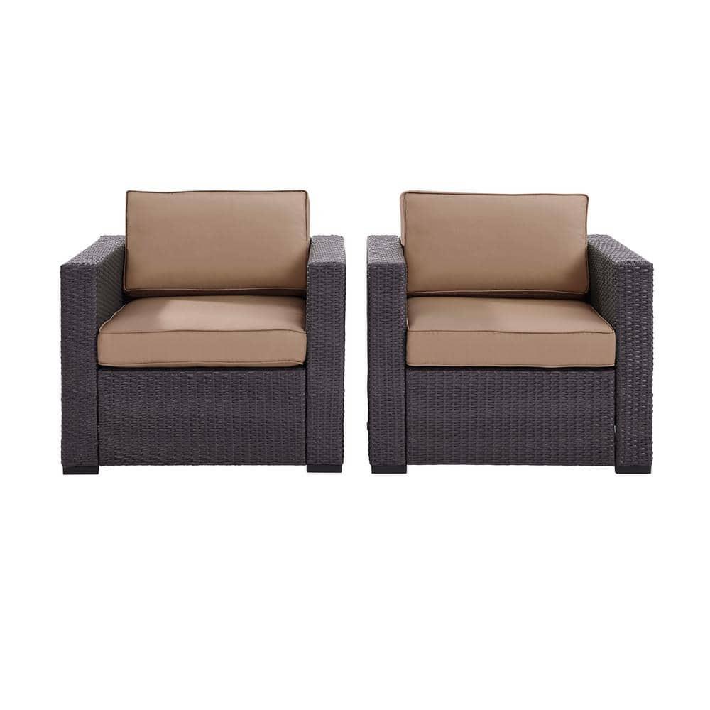 Biscayne 2pc Outdoor Wicker Chairs - Mocha - Crosley