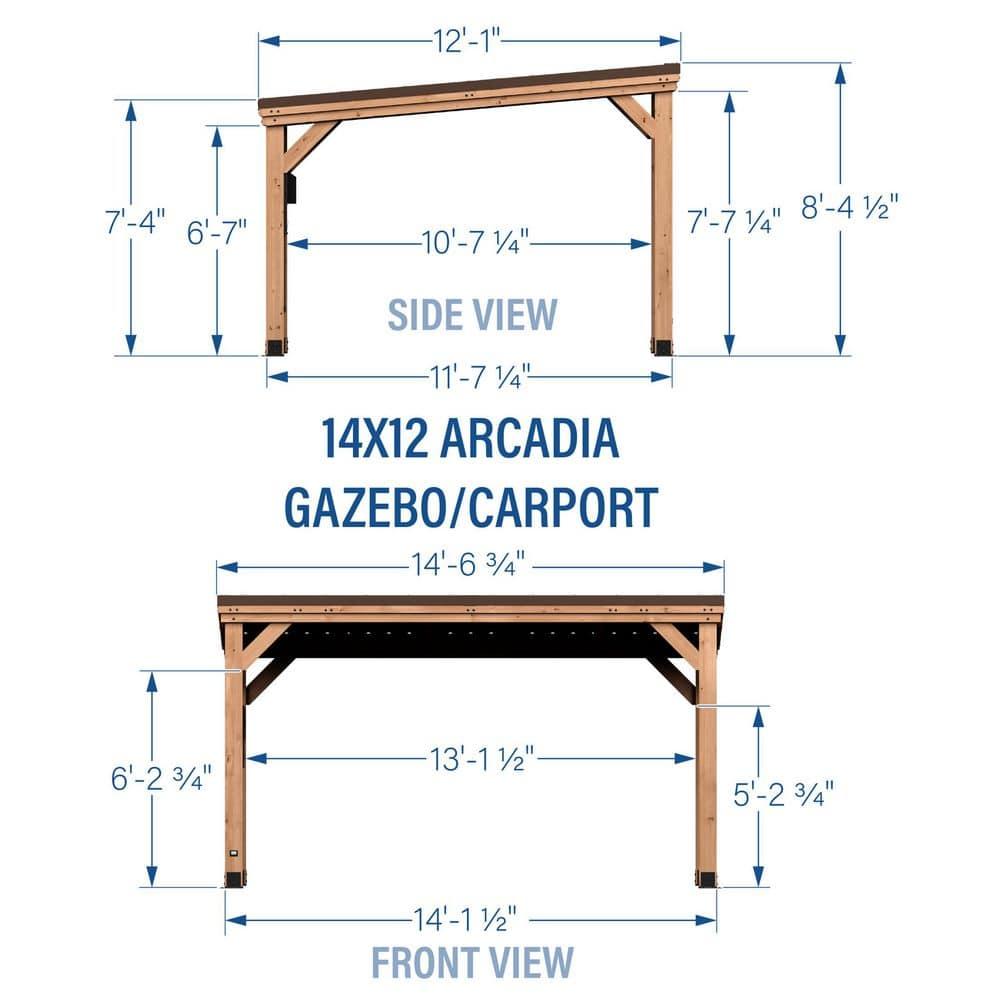 Backyard Discovery Arcadia 14'x12' Cedar Wood Gazebo, Galvanized Steel Roof, PowerPort