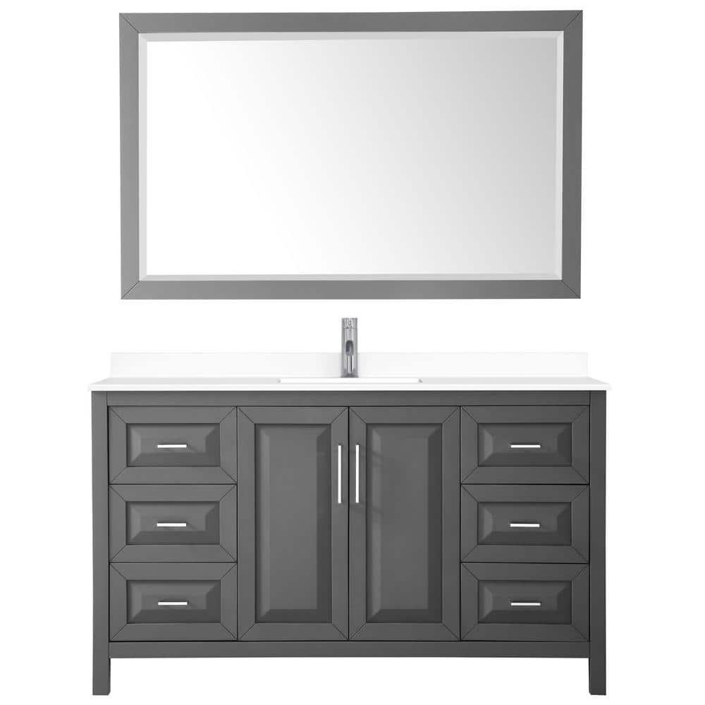 Wyndham Collection Daria 60'' Single Bathroom Vanity with Marble Top with Mirror