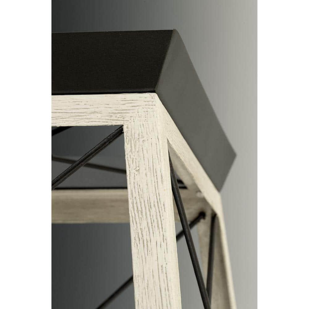 Progress Lighting Briarwood 2-Light Flush Mount, Graphite Finish, Faux-Painted Wood Enclosure, Canopy Included