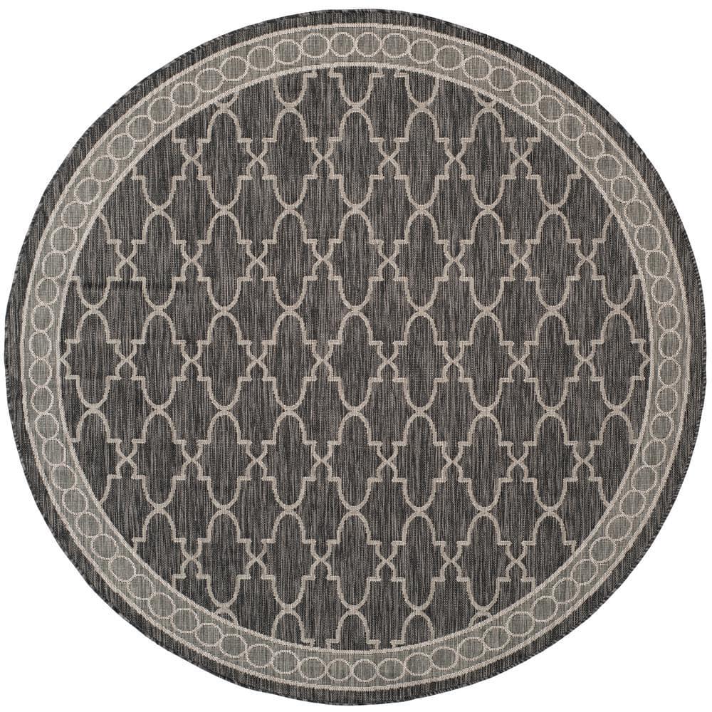 Courtyard CY8871 Power Loomed Indoor/Outdoor Area Rug - Black/Beige - 6'7" Round - Safavieh.