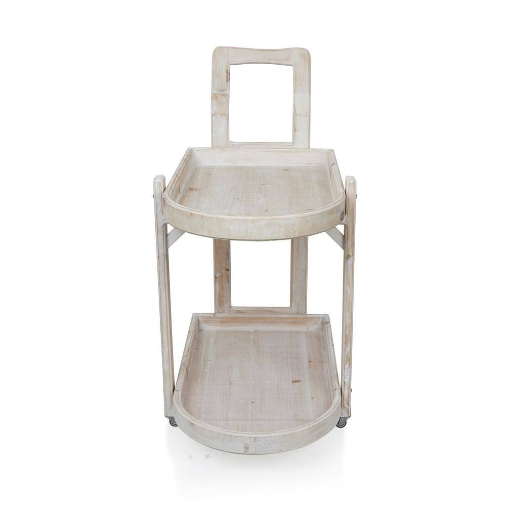 Alpine Corporation MBB174 Wood 2-Tier Rolling Storage Cart for Books, Plants, Decor, Rustic Storage Push Cart with 2 Shelves