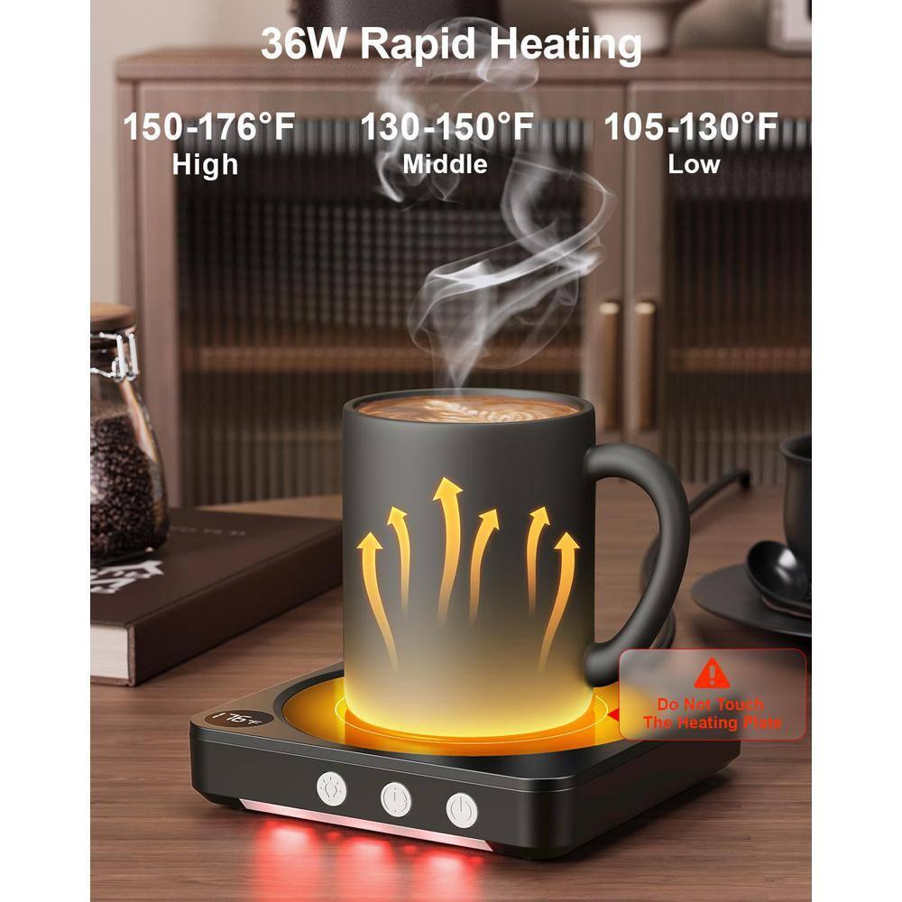 Mug Warmer - 36W Coffee Mug Warmer for Desk with Temperature Display, 2-12Hrs Auto Shut Off, Smart Candle Warmer - Ideal Coffee Gifts Accessories Keep Beverages Coffee Warmer (Wood) (Wood)