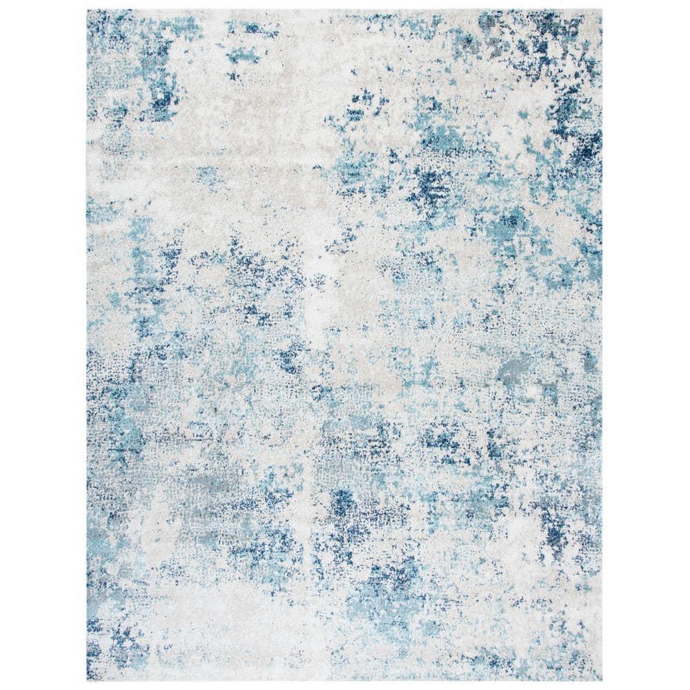 Safavieh  Aston Fedra Modern Abstract Rug Ivory/Blue 9'  x  12' 9' x 12' Indoor Living Room,Bedroom,Dining Room Blue Rectangle
