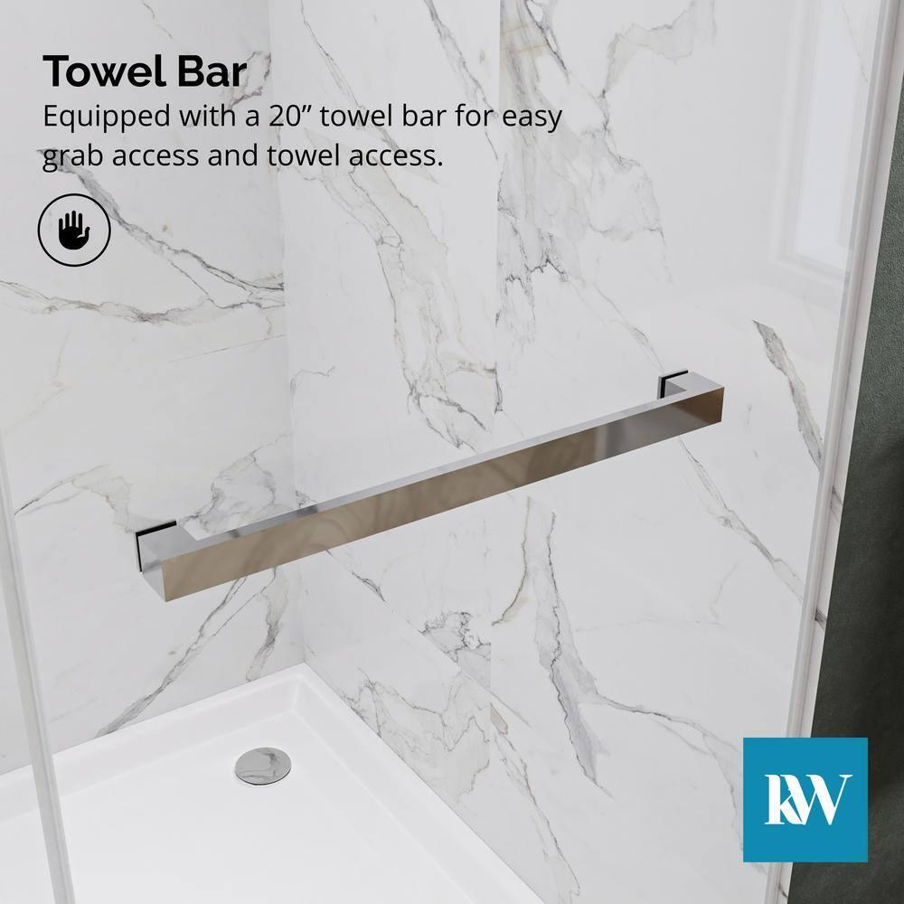 KOBIWORKS Kw03 60 In. W X 76 In. H Single Sliding Frameless Shower Door With 3/8 In. Clear Glass KW036076CH