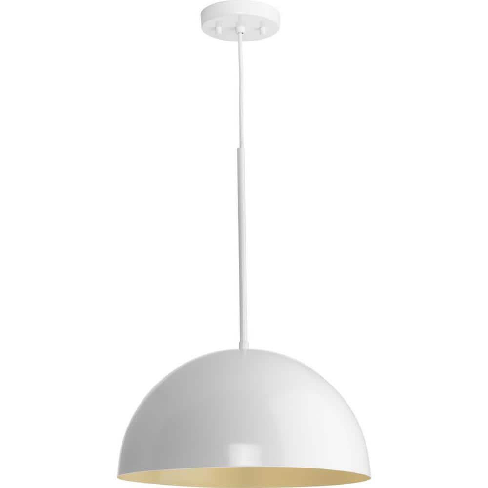 Progress Lighting Perimeter 1-Light Pendant, Steel, White Finish, Open Shade: Iconic modern design for mid-century and contemporary interiors.