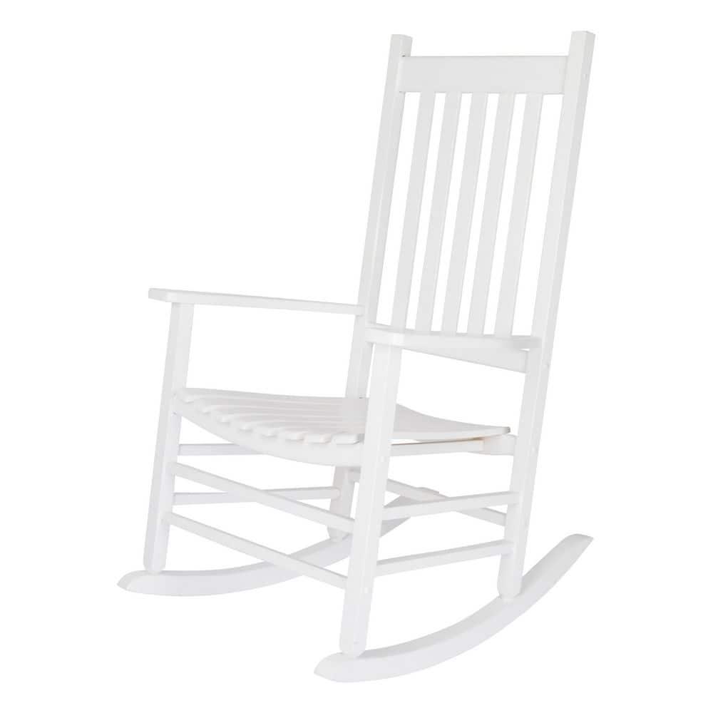 White Solid Wood Outdoor Rocking Chair with Arms