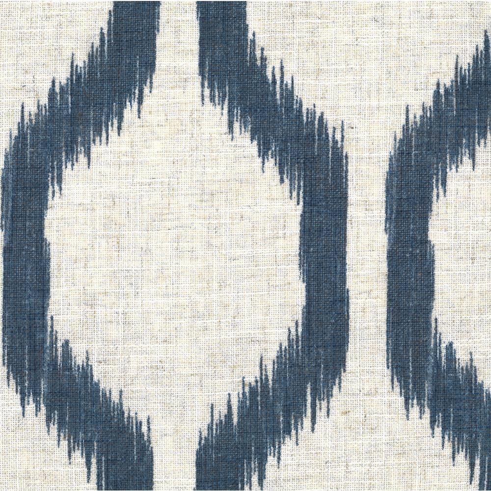 Renzo Ikat Geometric Linen Room Darkening Single Window Curtain Panel - 52" x 84" - Indigo - Elrene Home Fashions