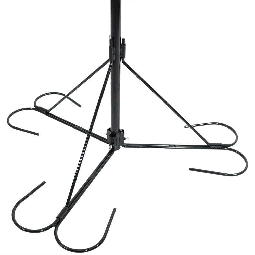 Sunnydaze 4-Arm Garden Hanging Basket Flower Plant Stand with Adjustable Arms - 84" - Black