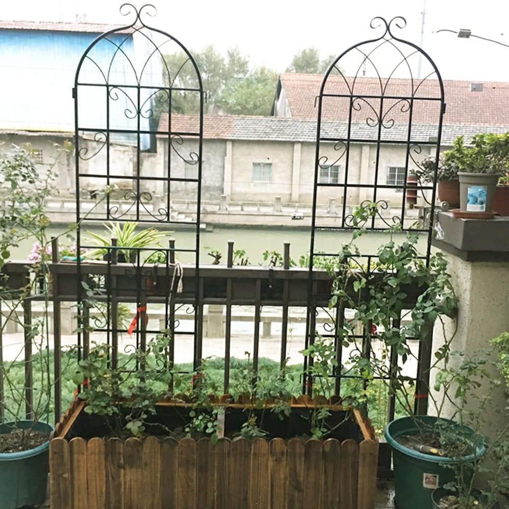 4 Pack Metal Garden Trellis 71" x 19.7" Rustproof Trellis for Climbing Plants Outdoor Flower Support Black