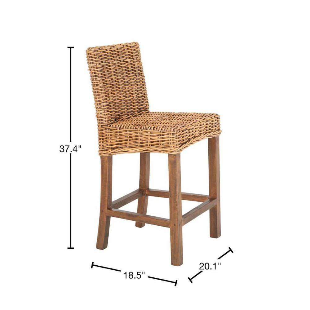 Tobie Rattan Counter Stool - White Washed - Safavieh