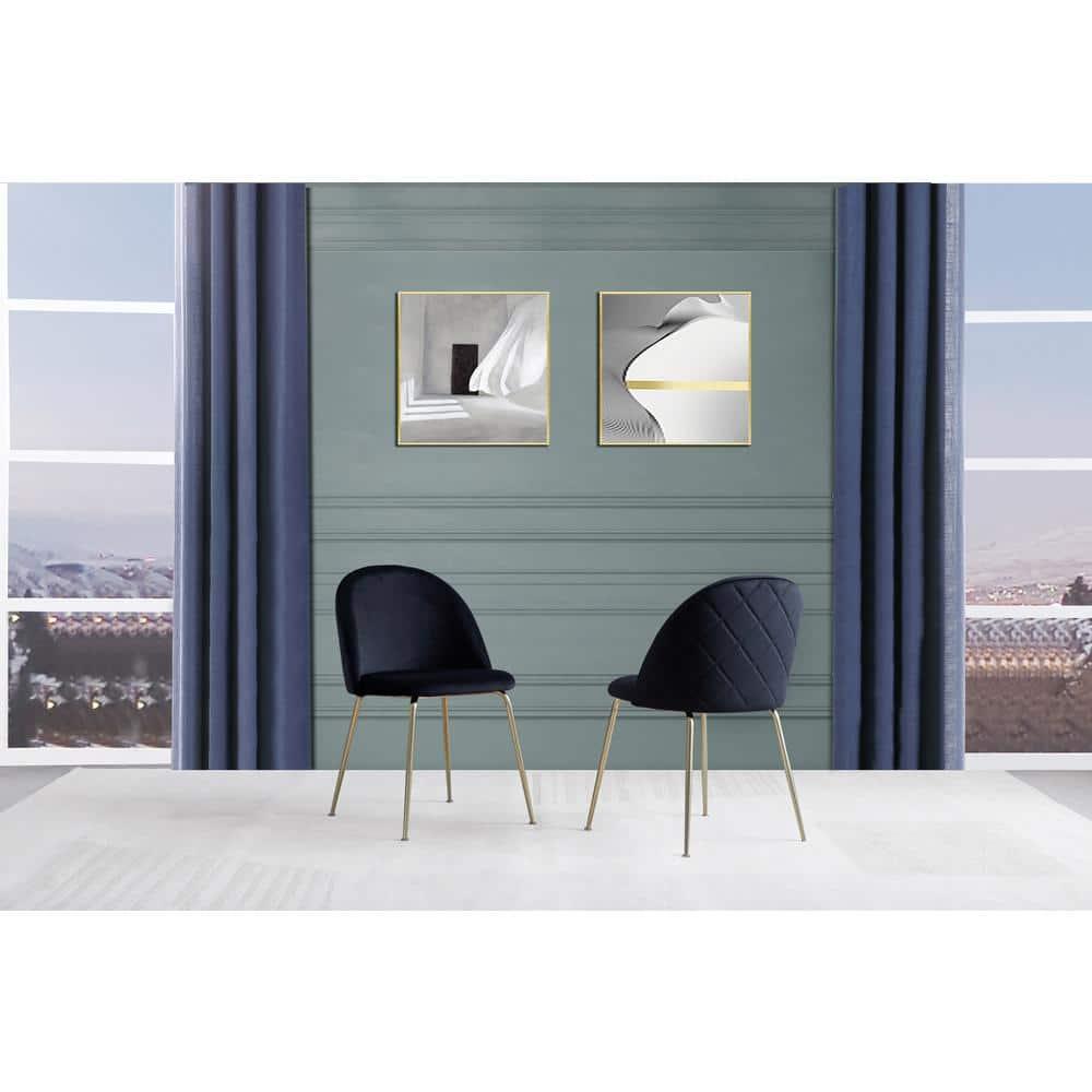 Best Master Furniture Miramar Velvet Metal Dining Chairs in Black (Set of 2)