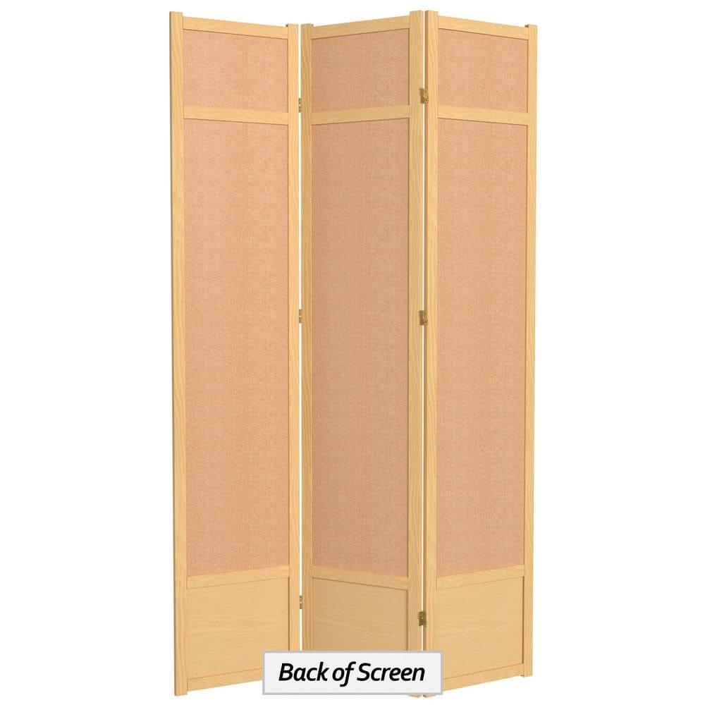 Oriental Furniture 7 Ft Tall Jute Shoji Screen, natural, 3 panel