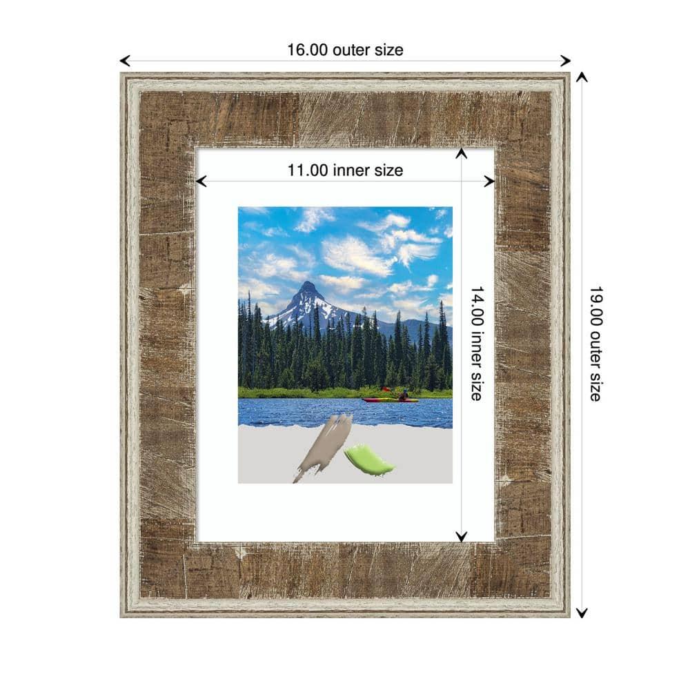 Amanti Art Farmhouse Brown Narrow Wood Picture Frame Opening Size 11x14 in. (Matted To 8x10 in.)
