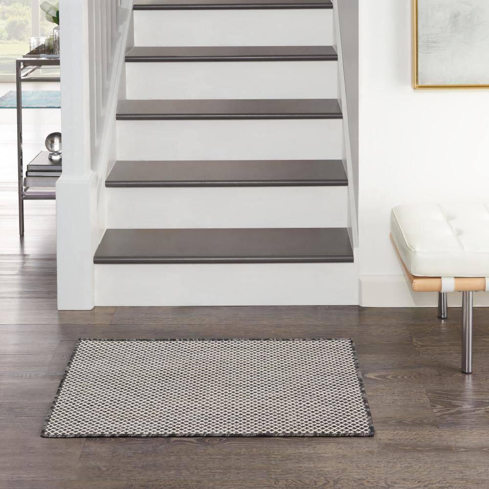 Nourison Courtyard COU01 Indoor/outdoor Area Rug - Ivory Charcoal 2' x 3'
