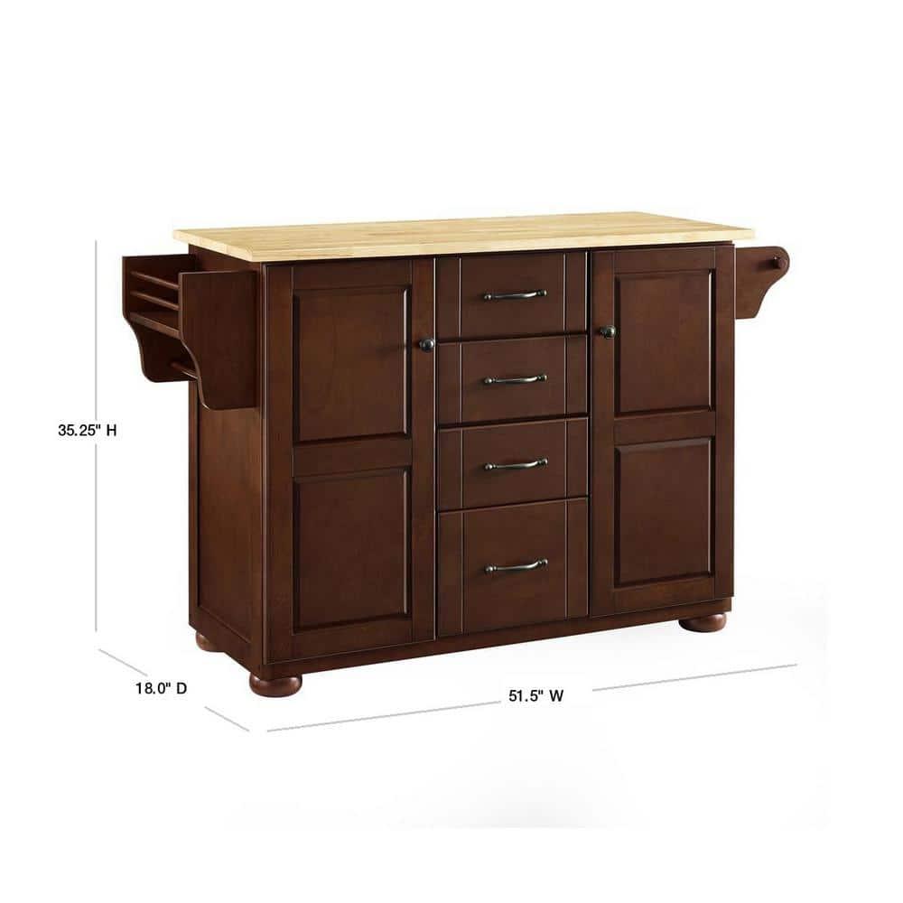 Crosley Eleanor Natural Wood Top Kitchen Island in Mahogany