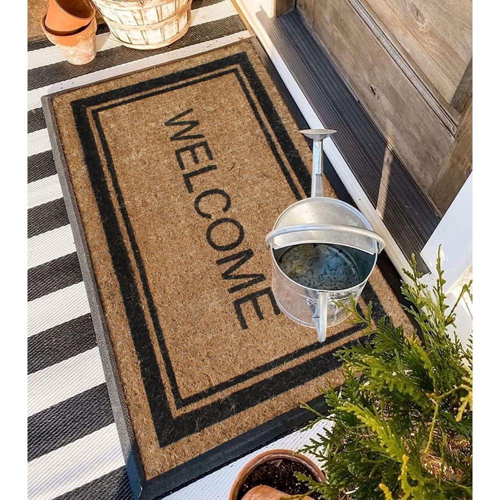 A1HC Natural Coir & Rubber Welcome Door Mat, 30x48, Thick Durable Doormats for, Heavy Duty Large Size Doormat, Anti-Shed Doormat, Fade-Resistant Door mat, Long Lasting, Front Door Entry Doormat