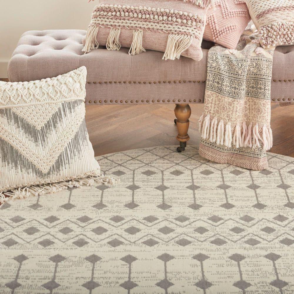 Nourison Grafix GRF37 Indoor Area Rug Ivory/Grey 5'3" x ROUND